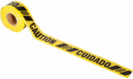 Reinforced Barricade Tape Roll - Polyethylene, CAUTION, Black on Yellow, 3' x 500'