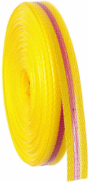 Outdoor Barricade Tape Roll - Woven Polypropylene, Horizontal Stripes, Magenta on Yellow, 0.75" x 150'