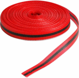 Outdoor Barricade Tape Roll - Woven Polypropylene, Horizontal Stripes, Black on Red, 0.75" x 150'
