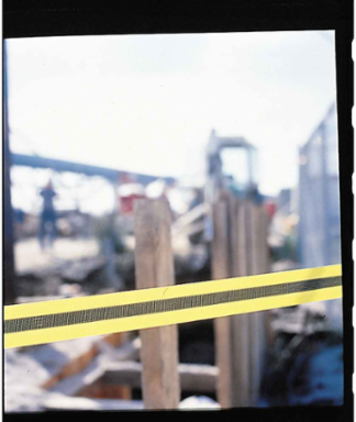 Outdoor Barricade Tape Roll - Woven Polypropylene, Horizontal Stripes, Black on Yellow, 2" x 200'
