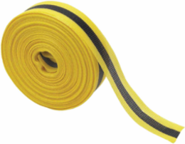 Outdoor Barricade Tape Roll - Woven Polypropylene, Horizontal Stripes, Black on Yellow, 2" x 200'