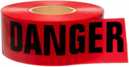 Standard Barricade Tape Roll - Polyethylene, DANGER, Black on Red, 3" x 1000'