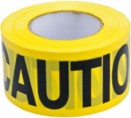 Standard Barricade Tape Roll - Polyethylene, CAUTION, Black on Yellow, 3" x 200'