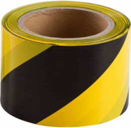 Standard Barricade Tape Roll - Polyethylene, Diagonal Stripes, Black on Yellow, 3" x 200'