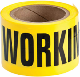 Standard Barricade Tape Roll - Polyethylene, CAUTION MEN WORKING, Black on Yellow, 3" x 200'