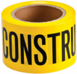 Standard Barricade Tape Roll - Polyethylene, CAUTION CONSTRUCTION AREA, Black on Yellow, 3" x 200'