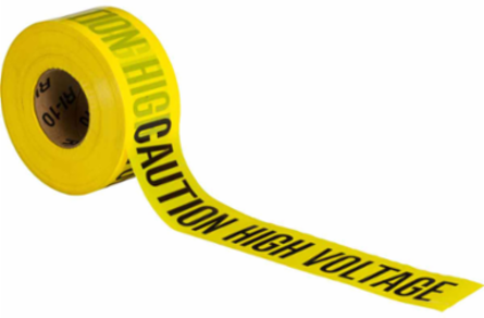 Standard Barricade Tape Roll - Polyethylene, CAUTION HIGH VOLTAGE, Black on Yellow, 3" x 200'