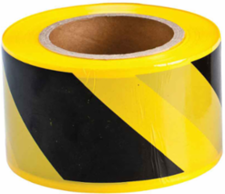 Economy Grade Barricade Tape, Polyethylene, Black on Yellow, 3" x 500'