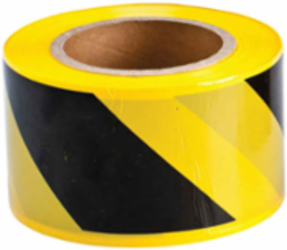 Economy Grade Barricade Tape, Polyethylene, Black on Yellow, 3" x 500'