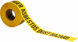 Standard Barricade Tape Roll - Polyethylene, DANGER ASBESTOS DUST HAZARD, Black on Yellow, 3" x 200'