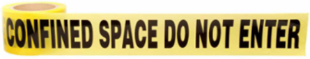 Standard Barricade Tape Roll - Polyethylene, CONFINED SPACE DO NOT ENTER, Black on Yellow, 3" x 200'