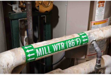 Directional Flow Arrow Tape for Pipe Marking - Roll Form, Pressure Sensitive Vinyl, White on Green