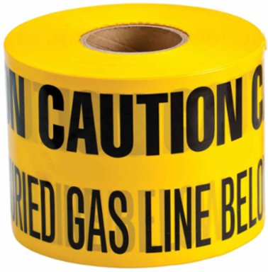 Identoline® Underground Tape Roll - Polyethylene, CAUTION BURIED GAS LINE BELOW, Black on Yellow, 6" x 1000'