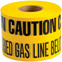 Identoline® Underground Tape Roll - Polyethylene, CAUTION BURIED GAS LINE BELOW, Black on Yellow, 6" x 1000'
