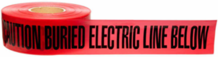 Identoline® Underground Tape Roll - Polyethylene, CAUTION BURIED ELECTRIC LINE BELOW, Black on Red, 3" x 1000'