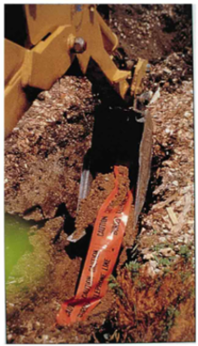 Identoline® Underground Tape Roll - Polyethylene, CAUTION BURIED ELECTRIC LINE BELOW, Black on Red, 6" x 1000'