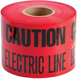 Identoline® Underground Tape Roll - Polyethylene, CAUTION BURIED ELECTRIC LINE BELOW, Black on Red, 6" x 1000'