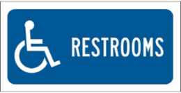 Restrooms Sign, 6" H x 12" W x 0.1" D, Fiberglass