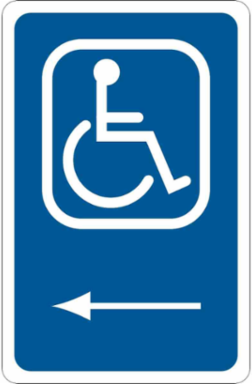 Handicapped With Left Arrow Picto Sign, 18" H x 12" W x .035" D, Aluminum