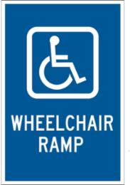 Wheelchair Ramp Sign, 18" H x 12" W x .035" D, Aluminum