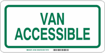 Van Accessible Sign, 6" H x 12" W x 0.1" D, Fiberglass