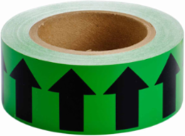 Directional Flow Arrow Tape for Pipe Marking - Roll Form, Vinyl, Black on Green, 2" x 30 Yd