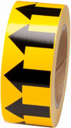Directional Flow Arrow Tape for Pipe Marking - Roll Form, Vinyl, Black on Yellow, 2" x 30 Yd