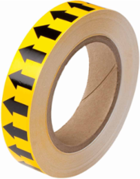 Directional Flow Arrow Tape for Pipe Marking - Roll Form, Vinyl, Black on Yellow, 1" x 30 Yd