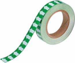 Directional Flow Arrow Tape for Pipe Marking - Roll Form, Vinyl, White on Green, 1" x 30 Yd