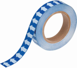 Directional Flow Arrow Tape for Pipe Marking - Roll Form, Vinyl, White on Blue, 1" x 30 Yd