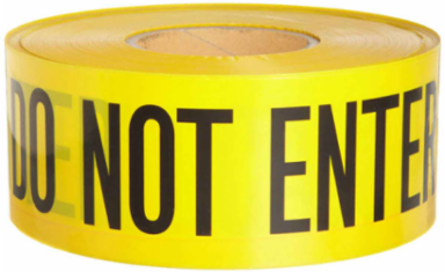 Standard Barricade Tape Roll - Polyethylene, CAUTION DO NOT ENTER, Black on Yellow, 3" x 1000'