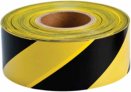 Standard Barricade Tape Roll - Polyethylene, Diagonal Stripes, Black/Yellow, 3" x 1000'