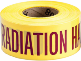 Standard Barricade Tape Roll - Polyethylene, CAUTION RADIATION HAZARD, Magenta on Yellow, 3" x 1000'