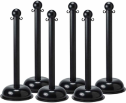 Bradylink Warning Post, Black, 41 Inch H x 3 Inch Dia, Moulded Polyethylene