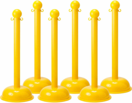 Bradylink Yellow Warning Post, 41 Inch H x 3 Inch Dia, Moulded Polyethylene