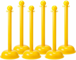 Bradylink Yellow Warning Post, 41 Inch H x 3 Inch Dia, Moulded Polyethylene