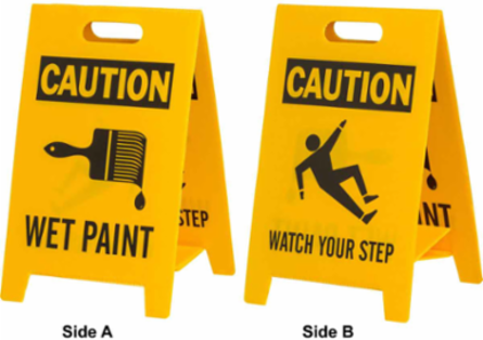CAUTION Reversible Floor Stands, WET PAINT