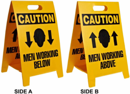 CAUTION Reversible Floor Stands, MEN WORKING ABOVE