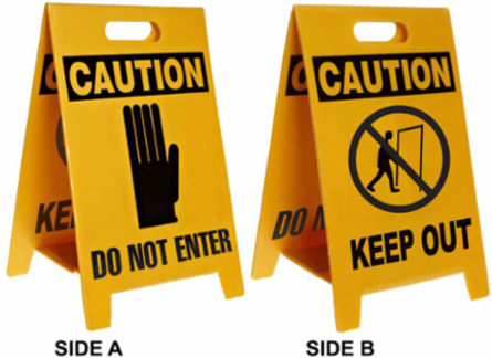 Caution Floor Stand, 20 Inch H x 12 Inch W, Lightweight, Black on Yellow