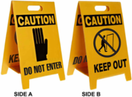 Caution Floor Stand, 20 Inch H x 12 Inch W, Lightweight, Black on Yellow