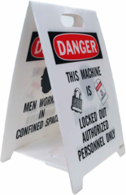 DANGER Reversible Floor Stand, 20" H x 12" W x 0.156" D, Black/Red on White