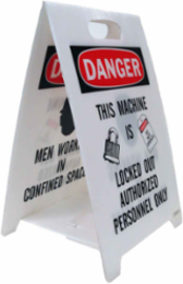 DANGER Reversible Floor Stand, 20" H x 12" W x 0.156" D, Black/Red on White