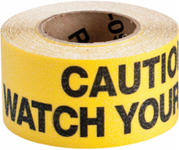 Hazard Marking Anti-Skid Tape Roll - Anti-Skid Vinyl, CAUTION WATCH YOUR STEP, Black on Yellow, 3" x 54'