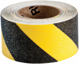 Hazard Marking Anti-Skid Tape Roll - Anti-Skid Vinyl, Diagonal Stripes, Black on Yellow, 3" x 54'