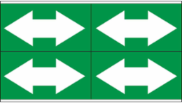 Self-Sticking Vinyl Dual Arrow, 1.125" H x 7" W, White on Green, Card of 4 Each