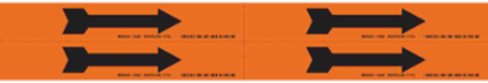 Self-Sticking Vinyl Arrow, 1.125" H x 7" W, Black on Orange, Card of 4 Each