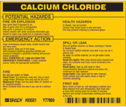 CALCIUM CHLORIDE Label, 3.75 Inch H x 4.5 Inch W, Vinyl, Outdoor Use