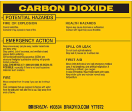 Carbon Dioxide Label 3.75 Inch H x 4.5 Inch W, Vinyl, Outdoor Use