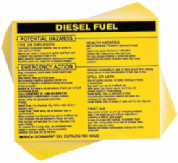 DIESEL FUEL Labels, Black on Yellow