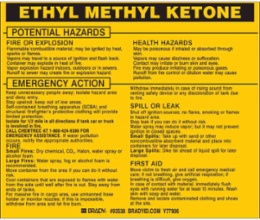 ETHYL METHYL KETONE Labels, 3.75" H x 4.5" W x 0.005" D, Black on Yellow